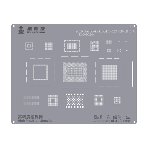 

For MacBook A1534 / SR2ZY Repairman High Precision Stencils CPU BGA iC Reballing Planting Tin Plate