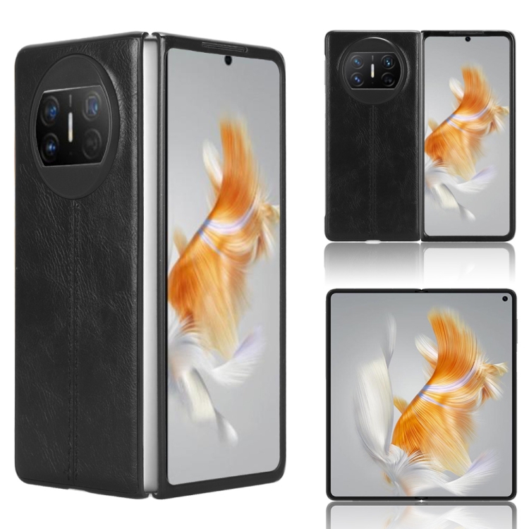 

For Huawei Mate X3 Sewing Cow Pattern Skin PC + PU + TPU Phone Case(Black)