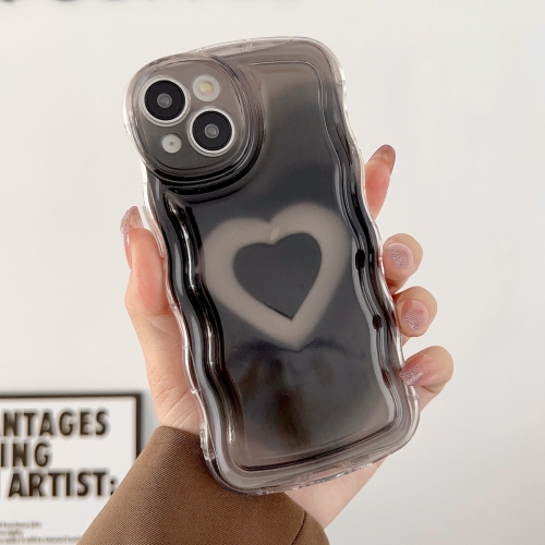 

For iPhone 14 Pro Max Wave Smudged Heart Phone Case(Black)