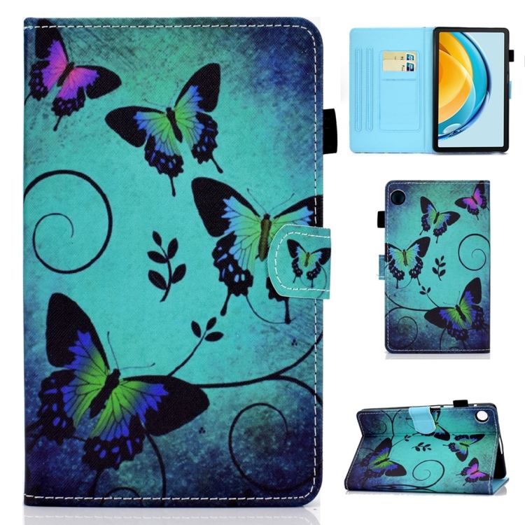 

For Huawei Matepad SE 10.4 2022 Colored Drawing Stitching Flip Leather Tablet Case(Green Butterflies)