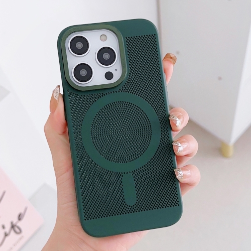 

For iPhone 11 Pro Grid Cooling MagSafe Magnetic Phone Case(Alpine Green)