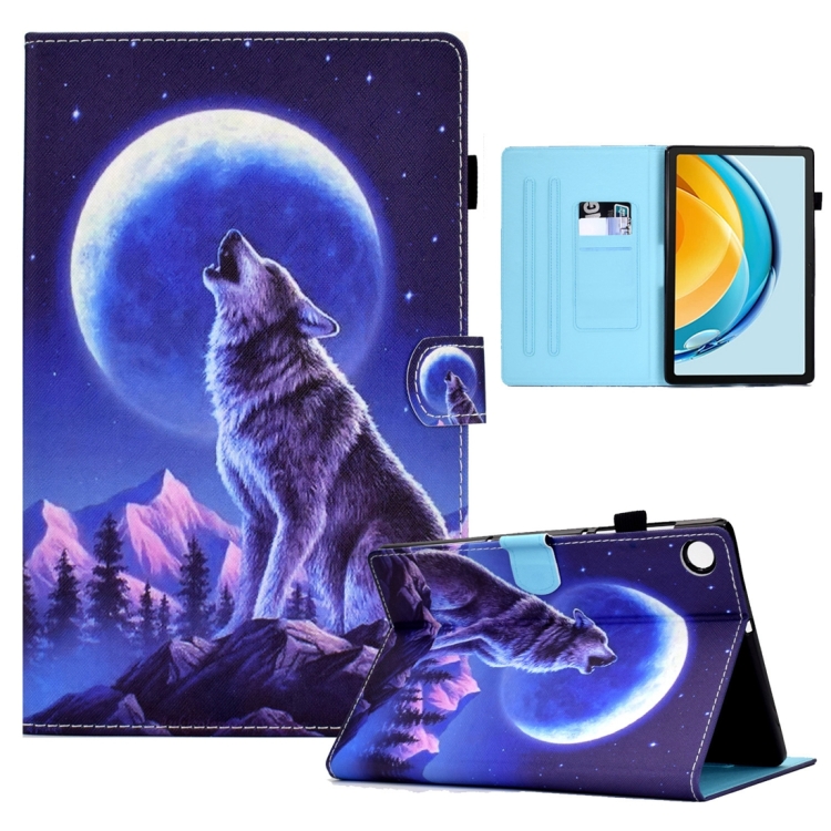 

For Huawei Matepad SE 10.4 2022 Colored Drawing Stitching Flip Leather Tablet Case(Night Wolf)