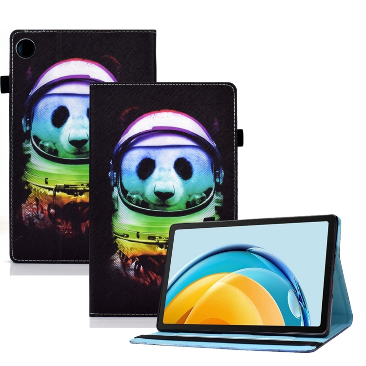 

For Huawei Matepad SE 10.4 2022 Colored Drawing Stitching Elastic Band Leather Tablet Case(Space Bear)
