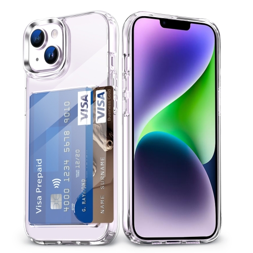 

For iPhone 14 Four-Corner Shockproof Transparent Phone Case with Card Slot