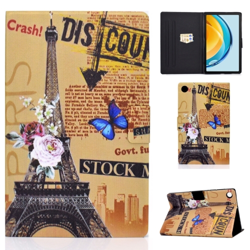 

For Huawei Matepad SE 10.4 2022 Electric Pressed Colored Drawing Leather Tablet Case(Eiffel Tower)