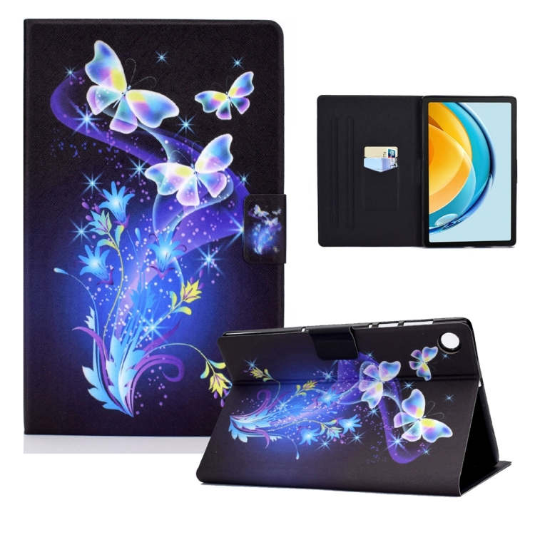 

For Huawei Matepad SE 10.4 2022 Electric Pressed Colored Drawing Leather Tablet Case(Butterflies Flower)