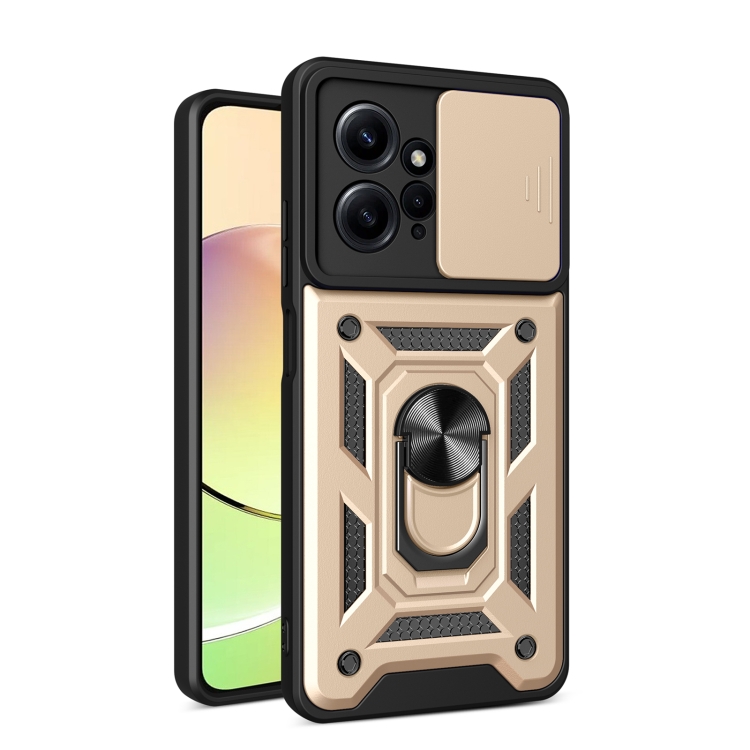 

For Xiaomi Redmi Note 12 4G Global Sliding Camera Cover Design Phone Case(Gold)