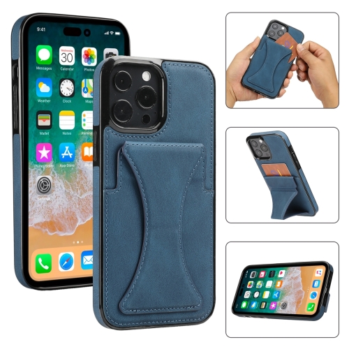 

For iPhone 14 Pro Max Ultra-thin Shockproof Phone Protective Case with Holder(Blue)