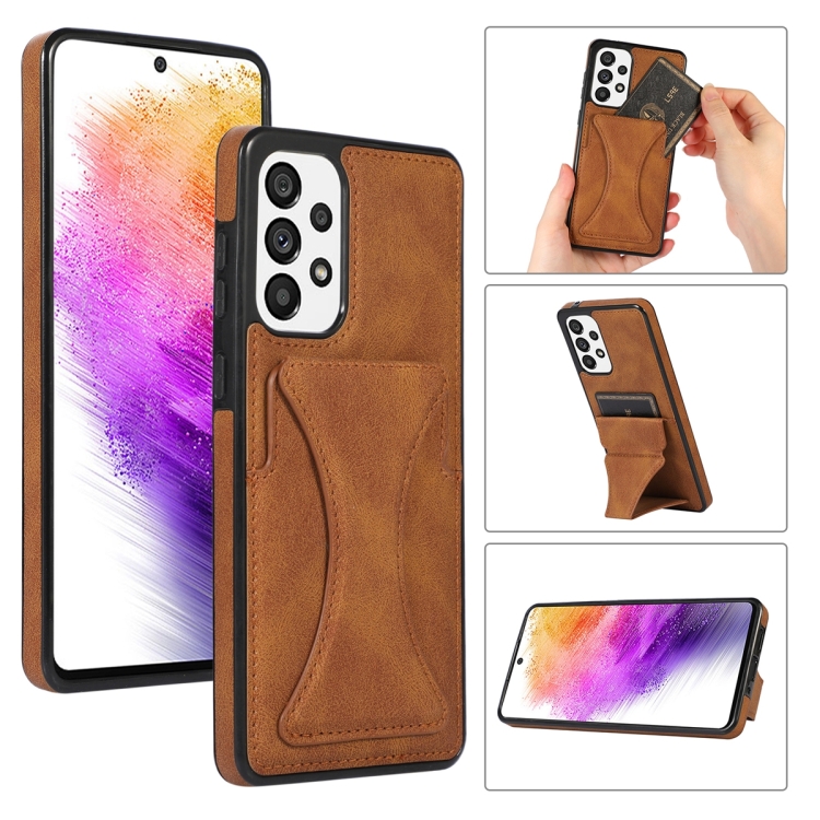 

For Samsung Galaxy A33 5G Ultra-thin Shockproof Phone Protective Case with Holder(Brown)