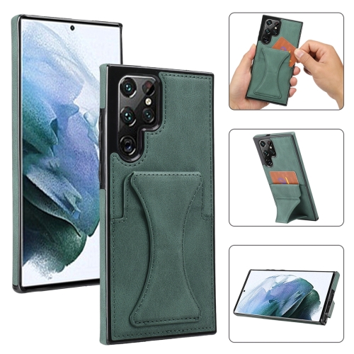

For Samsung Galaxy S23 Ultra 5G Ultra-thin Shockproof Phone Protective Case with Holder(Green)