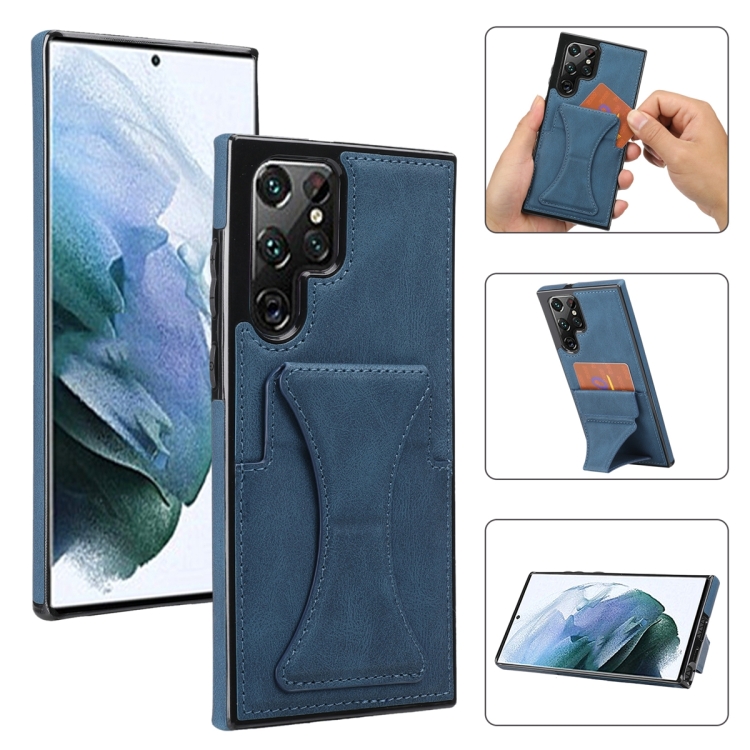 

For Samsung Galaxy S23 Ultra 5G Ultra-thin Shockproof Phone Protective Case with Holder(Blue)