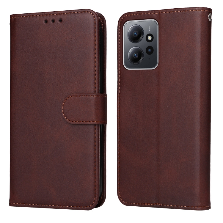 

For Xiaomi Redmi Note 12 4G Global Classic Calf Texture Flip Leather Phone Case(Brown)