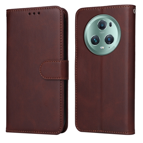 

For Honor Magic5 Pro Classic Calf Texture Flip Leather Phone Case(Brown)