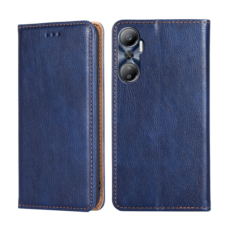 

For Infinix Hot 20 4G Gloss Oil Solid Color Magnetic Leather Phone Case(Blue)