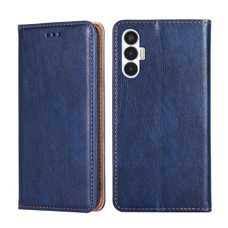 

For Tecno Pova 3 Gloss Oil Solid Color Magnetic Leather Phone Case(Blue)