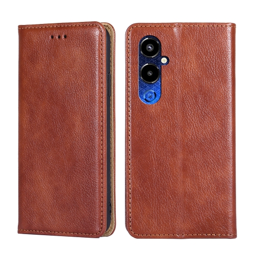 

For Tecno Pova 4 Pro Gloss Oil Solid Color Magnetic Leather Phone Case(Brown)