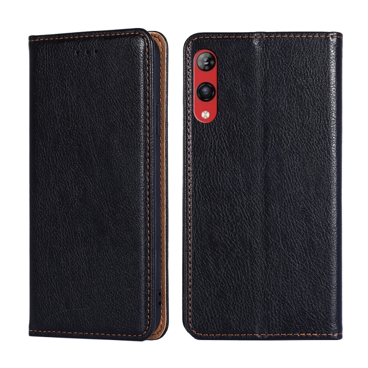 

For Rakuten Hand 4G Gloss Oil Solid Color Magnetic Leather Phone Case(Black)
