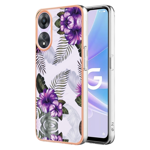 

For OPPO A78/A58 Electroplating IMD TPU Phone Case(Purple Flower)