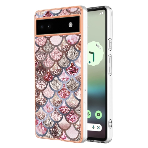 

For Google Pixel 6a Electroplating IMD TPU Phone Case(Pink Scales)