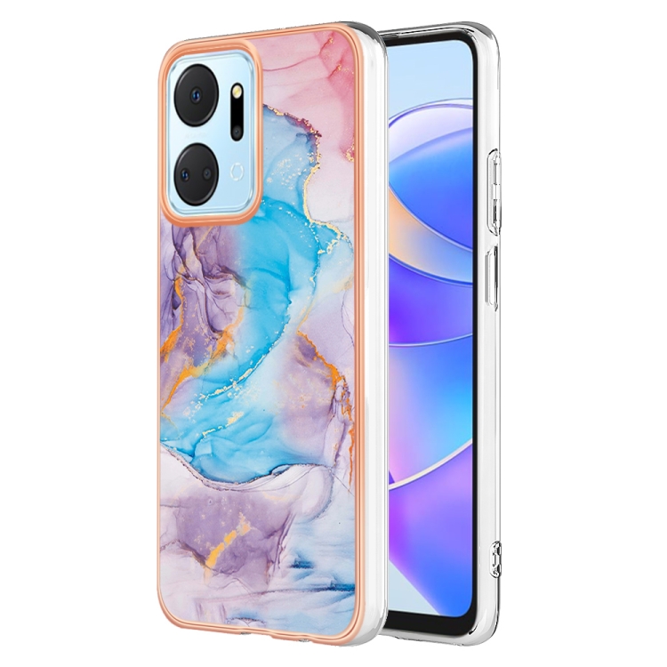 

For Honor X7a Electroplating IMD TPU Phone Case(Blue Marble)