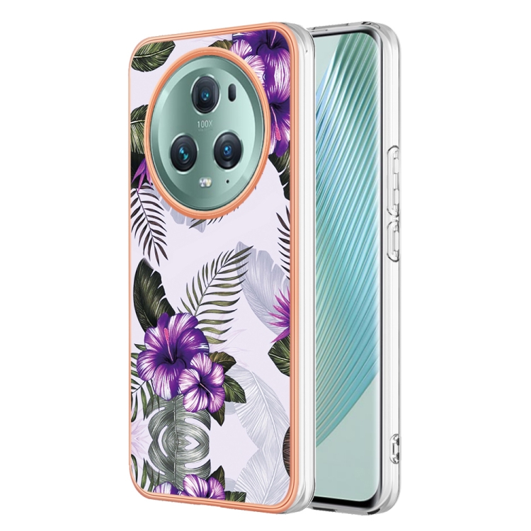 

For Honor X9a/Magic5 Lite Electroplating IMD TPU Phone Case(Purple Flower)
