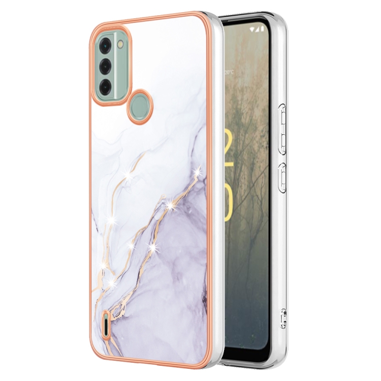 

For Nokia C31 Electroplating Marble Dual-side IMD Phone Case(White 006)