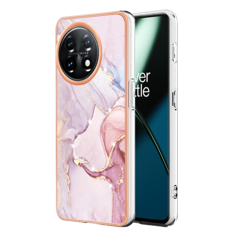 

For OnePlus 11 Electroplating Marble Dual-side IMD Phone Case(Rose Gold 005)
