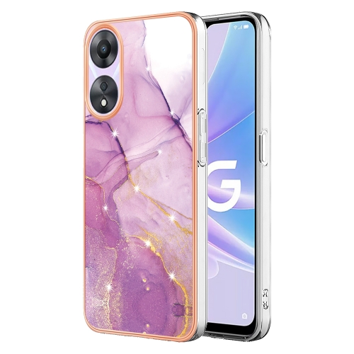 

For OPPO A78/A58 Electroplating Marble Dual-side IMD Phone Case(Purple 001)