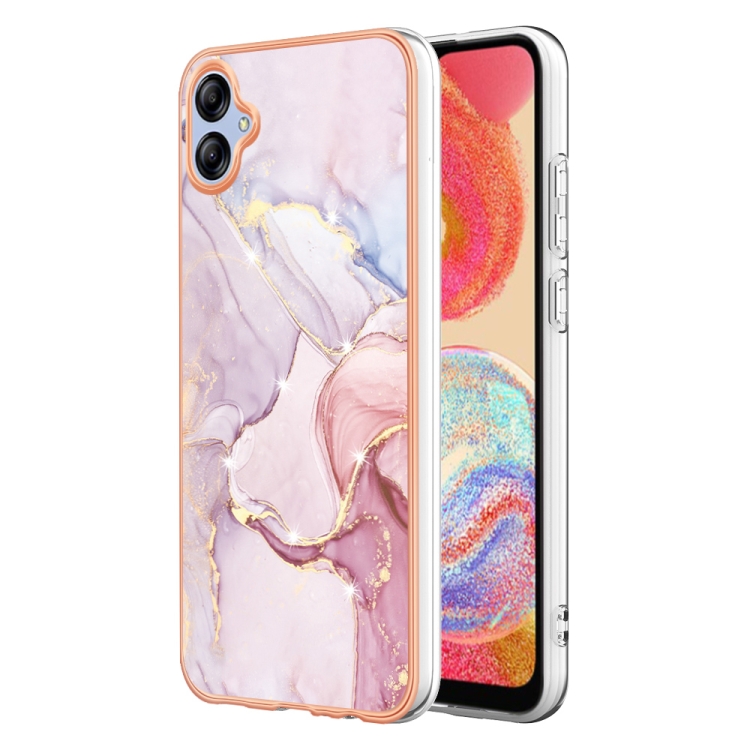 

For Samsung Galaxy A04e Electroplating Marble Dual-side IMD Phone Case(Rose Gold 005)