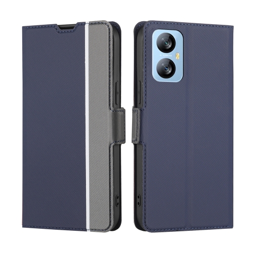 

For Blackview A52 Twill Texture Side Buckle Leather Phone Case(Blue)