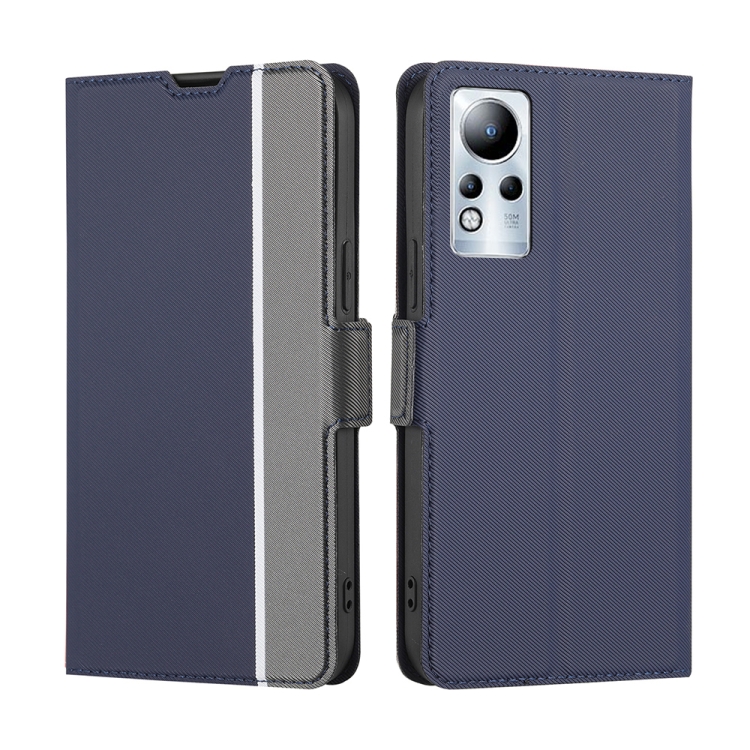

For Infinix Note 11 Twill Texture Side Buckle Leather Phone Case(Blue)