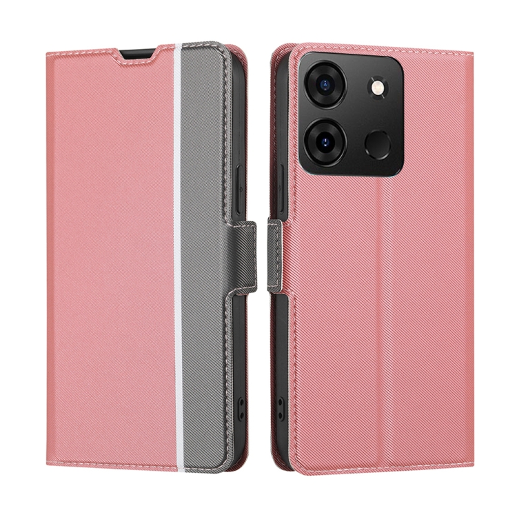 

For Infinix Smart 7 Twill Texture Side Buckle Leather Phone Case(Pink)