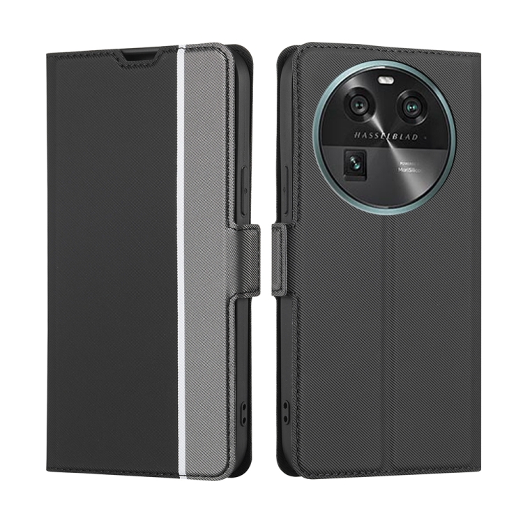

For OPPO Find X6 5G Twill Texture Side Buckle Leather Phone Case(Black)