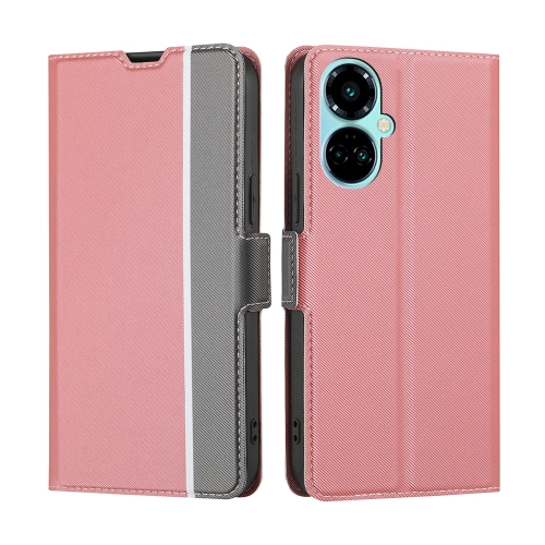 

For Tecno Camon 19 / 19 Pro Twill Texture Side Buckle Leather Phone Case(Pink)