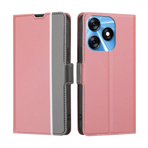 

For Tecno Spark 10 4G Twill Texture Side Buckle Leather Phone Case(Pink)