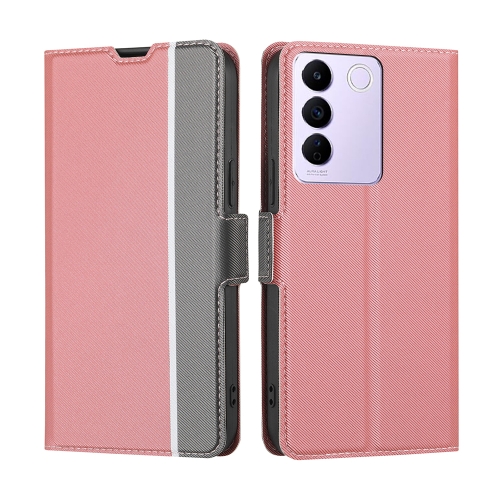 

For vivo S16E Twill Texture Side Buckle Leather Phone Case(Pink)