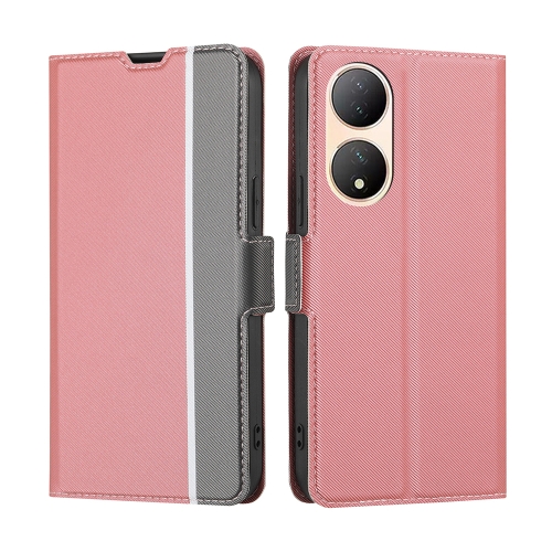 

For vivo Y100 5G Twill Texture Side Buckle Leather Phone Case(Pink)