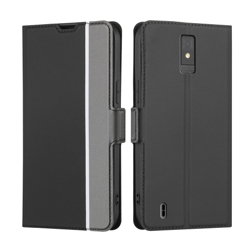 

For ZTE Blade A32 Twill Texture Side Buckle Leather Phone Case(Black)