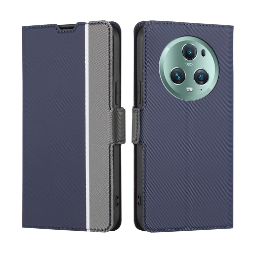 

For Honor Magic5 Pro Twill Texture Side Buckle Leather Phone Case(Blue)