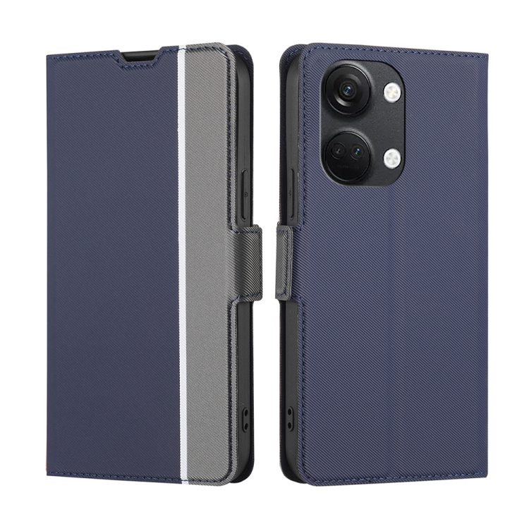 

For OnePlus Ace 2V 5G Twill Texture Side Buckle Leather Phone Case(Blue)