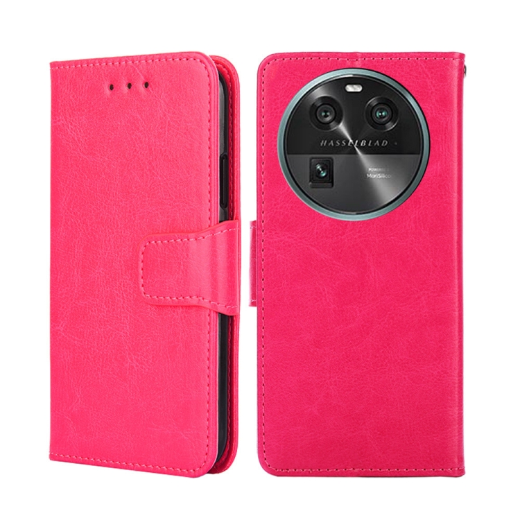 

For OPPO Find X6 5G Crystal Texture Leather Phone Case(Rose Red)