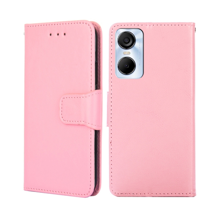 

For Tecno Pop 6 Pro Crystal Texture Leather Phone Case(Pink)
