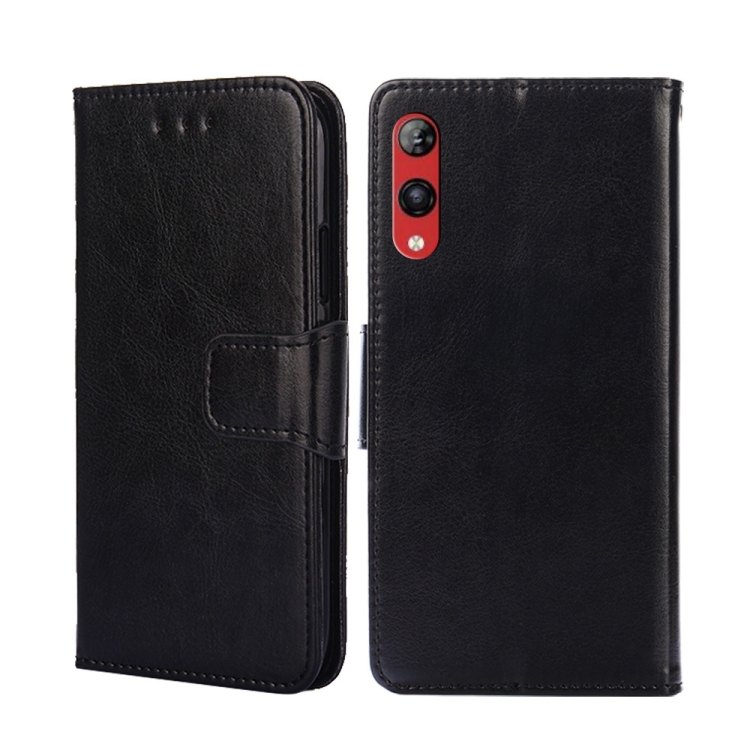 

For Rakuten Hand 4G Crystal Texture Leather Phone Case(Black)