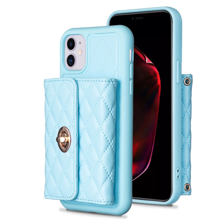 

For iPhone 11 Horizontal Wallet Rhombic Leather Phone Case(Blue)