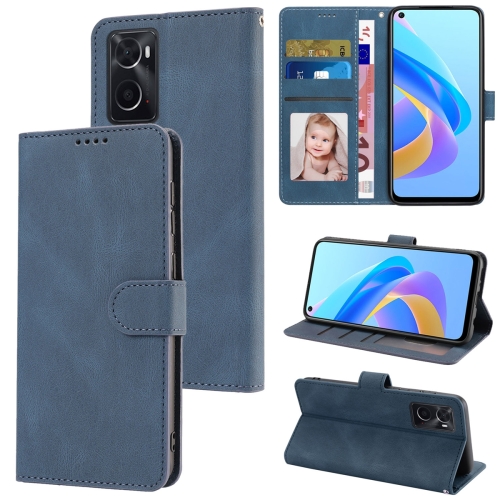 

For OPPO A36 4G / A76 4G / A96 4G / Realme 9i 4G Fantasy Skin-feel Calfskin Texture Leather Phone Case(Blue)