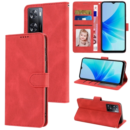 

For OPPO A57 4G Global / A77 4G Global / A77s 4G/A57s 4G/A57e 4G/OnePlus Nord N20 SE 4G Global Fantasy Skin-feel Calfskin Texture Leather Phone Case(Red)