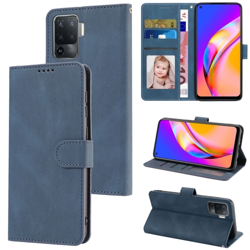 

For OPPO A94 4G / F19 Pro / Reno5 F / Reno5 Lite Fantasy Skin-feel Calfskin Texture Leather Phone Case(Blue)