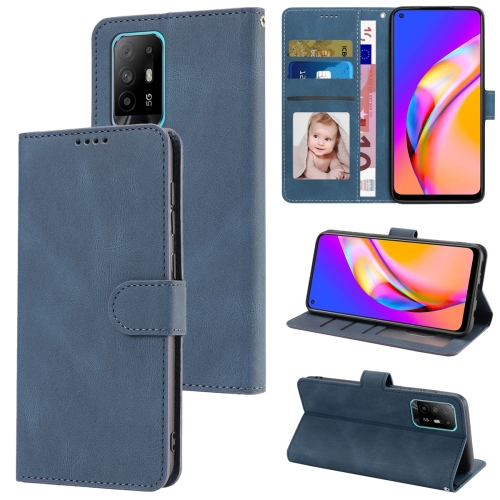 

For OPPO A94 5G / Reno5 Z / F19 Pro+ Fantasy Skin-feel Calfskin Texture Leather Phone Case(Blue)