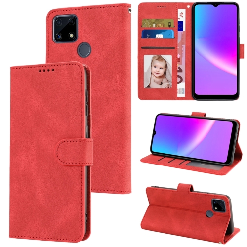 

For Realme C25 / C15 / C12 Fantasy Skin-feel Calfskin Texture Leather Phone Case(Red)