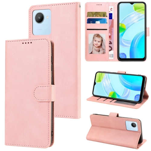 

For Realme C30 4G / C30s / Narzo 50i Prime Fantasy Skin-feel Calfskin Texture Leather Phone Case(Pink)